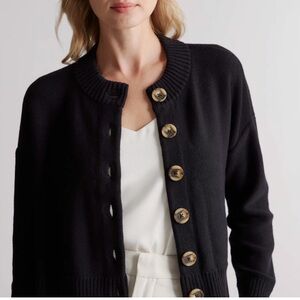 Quince 100% Organic Cotton Cropped Cardigan - medium black